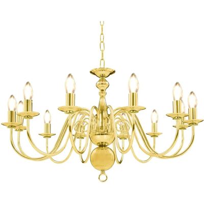vidaXL Goldener Kronleuchter mit 12 E14 Glühbirnen - Deckenlampe vidaXL Goldener Kronleuchter mit 12 E14 Glühbirnen - Deckenlampe