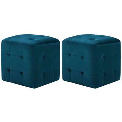 vidaXL Nachttisch-Set 2er Blau Samt 30x30x30cm vidaXL Nachttisch-Set 2er Blau Samt 30x30x30cm