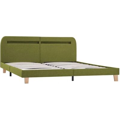 vidaXL Bettgestell mit LED Grün Stoff 160x200cm Doppelbett Schlafzimmermöbel vidaXL Bettgestell mit LED Grün Stoff 160x200cm Doppelbett Schlafzimmermöbel