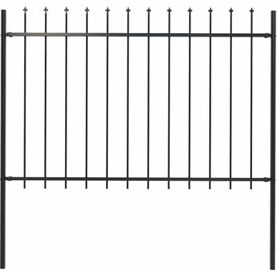 vidaXL Garden Fence with Spear Top Steel 1.7x1.2 m Black vidaXL Garden Fence with Spear Top Steel 1.7x1.2 m Black