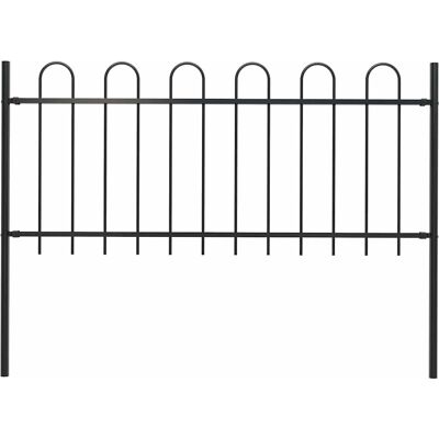 vidaXL Gartenzaun mit Rundkopf aus Stahl 1,7 m Schwarz - Gartenzaun vidaXL Gartenzaun mit Rundkopf aus Stahl 1,7 m Schwarz - Gartenzaun
