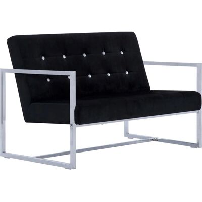 VidaXL 282163 Sofá de 2 plazas de terciopelo negro moderno - Sofá VidaXL 282163 Sofá de 2 plazas de terciopelo negro moderno - Sofá