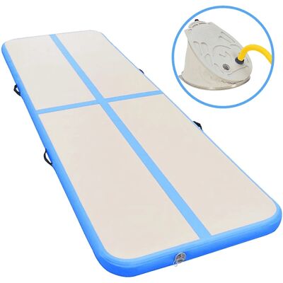 vidaXL Oppustelig gymnastikmåtte med pumpe 800x100x10 cm PVC Blå - Gymnastikmåtte vidaXL Oppustelig gymnastikmåtte med pumpe 800x100x10 cm PVC Blå - Gymnastikmåtte