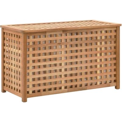 vidaXL Baúl de lavandería 77,5x37,5x46,5 cm Madera de nogal maciza Marrón - Baúl de lavandería vidaXL Baúl de lavandería 77,5x37,5x46,5 cm Madera de nogal maciza Marrón - Baúl de lavandería