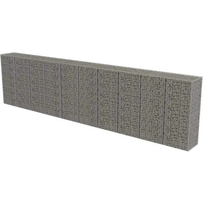 vidaXL Gabionenwand mit Abdeckungen Verzinkter Stahl - 600x50x150 cm - Wand vidaXL Gabionenwand mit Abdeckungen Verzinkter Stahl - 600x50x150 cm - Wand