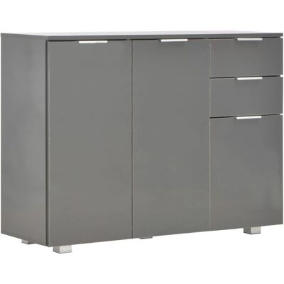 vidaXL Hoogglans Grijze Dressoir 107x35x80.5 cm - Sideboard vidaXL Hoogglans Grijze Dressoir 107x35x80.5 cm - Sideboard