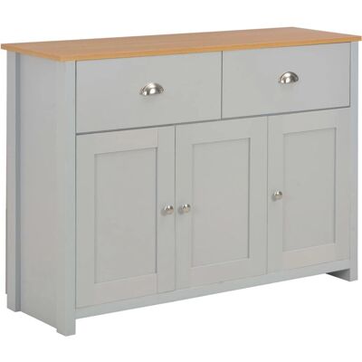 vidaXL 112x35x81 cm Graues & Naturholz Sideboard - Sideboard vidaXL 112x35x81 cm Graues & Naturholz Sideboard - Sideboard