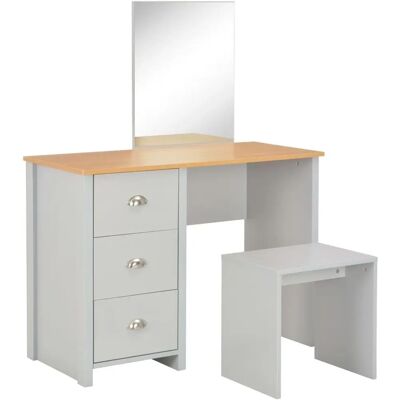 vidaXL Graues Schminktisch mit Spiegel und Hocker - Kommode vidaXL Graues Schminktisch mit Spiegel und Hocker - Kommode