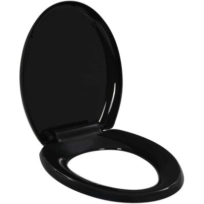 vidaXL Toilet Seat Black Soft-close Quick-release 45.5x37.5cm - Toilet Seat vidaXL Toilet Seat Black Soft-close Quick-release 45.5x37.5cm - Toilet Seat