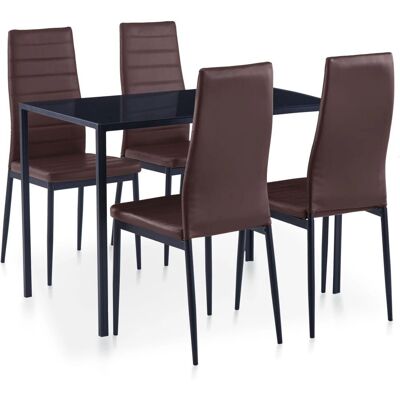 VidaXL 795647 Modernes Glas-Esszimmer-Set mit Kunstlederstühlen VidaXL 795647 Modernes Glas-Esszimmer-Set mit Kunstlederstühlen