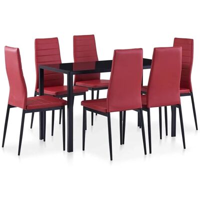 Maisonchic Modell - Weinrot 7-teiliges Esszimmer-Set Maisonchic Modell - Weinrot 7-teiliges Esszimmer-Set