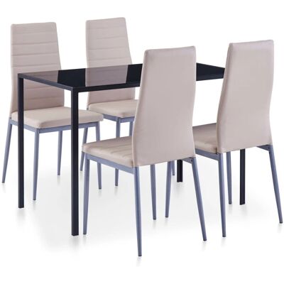 VidaXL Küchen-/Esszimmermöbelset - Modern, Sicherheitsglas, Kunstledersessel VidaXL Küchen-/Esszimmermöbelset - Modern, Sicherheitsglas, Kunstledersessel