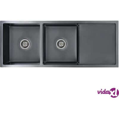 vidaXL Lavello da Cucina in Acciaio Inox Nero Fatto a Mano - Lavello vidaXL Lavello da Cucina in Acciaio Inox Nero Fatto a Mano - Lavello