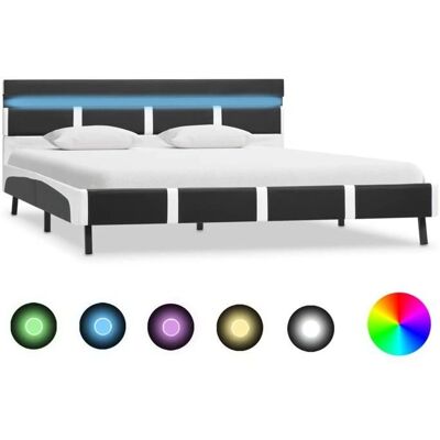 vidaXL Bettgestell mit LED-Grau Kunstleder 160×200 cm - Bettgestell vidaXL Bettgestell mit LED-Grau Kunstleder 160×200 cm - Bettgestell