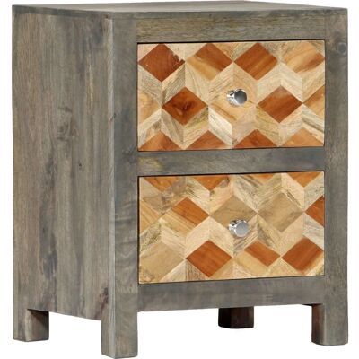 vidaXL Nachttisch Grau 40x30x50cm Massives Mangoholz - Stauraum vidaXL Nachttisch Grau 40x30x50cm Massives Mangoholz - Stauraum