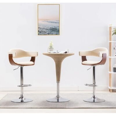 vidaxl - Barkrukken Set 2 stuks in kunstleer & hout - Crème & donkerbruin vidaxl - Barkrukken Set 2 stuks in kunstleer & hout - Crème & donkerbruin