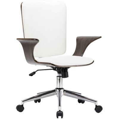 Chaise de bureau pivotante blanche en faux cuir vidaXL - Chaise de bureau Chaise de bureau pivotante blanche en faux cuir vidaXL - Chaise de bureau