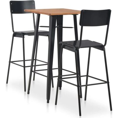 Set da Bar 3 pz vidaXL - Nero e Marrone Set da Bar 3 pz vidaXL - Nero e Marrone