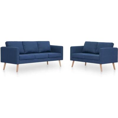 vidaXL Canapé 569726 - Bleu - Ensemble de 2 et 3 Places vidaXL Canapé 569726 - Bleu - Ensemble de 2 et 3 Places