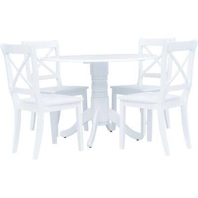 vidaXL 276869 Weißes Gummiholz Esszimmer-Set - Möbelset vidaXL 276869 Weißes Gummiholz Esszimmer-Set - Möbelset