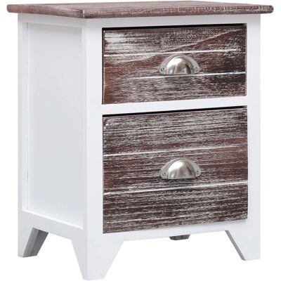 vidaXL 284048 Nachttisch Braun und Weiß - Nightstand vidaXL 284048 Nachttisch Braun und Weiß - Nightstand
