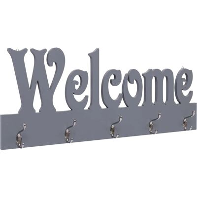 vidaXL Appendiabiti a Parete Grigio Benvenuto - Appendiabiti vidaXL Appendiabiti a Parete Grigio Benvenuto - Appendiabiti