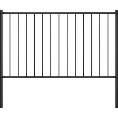 vidaXL Zaunpaneel mit Pfosten aus pulverbeschichtetem Stahl 1,7x1,25 m Schwarz - Zaunpaneel vidaXL Zaunpaneel mit Pfosten aus pulverbeschichtetem Stahl 1,7x1,25 m Schwarz - Zaunpaneel