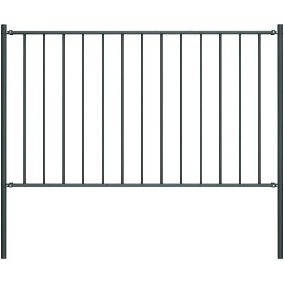 vidaXL Zaunpaneel mit Pfosten Pulverbeschichteter Stahl 1,7x1,25m Anthrazit - Zaunpaneel vidaXL Zaunpaneel mit Pfosten Pulverbeschichteter Stahl 1,7x1,25m Anthrazit - Zaunpaneel
