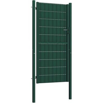 vidaXL Zaun Tor PVC Stahl 100x124cm Grün - Zauntor vidaXL Zaun Tor PVC Stahl 100x124cm Grün - Zauntor
