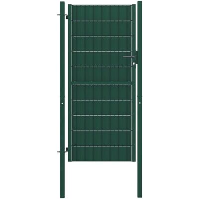 vidaXL Zaun Tor PVC Stahl 100x204 cm Grün - Zauntor vidaXL Zaun Tor PVC Stahl 100x204 cm Grün - Zauntor
