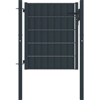vidaXL Zaun Tor PVC Stahl 100x101cm Anthrazit Garten Eingang vidaXL Zaun Tor PVC Stahl 100x101cm Anthrazit Garten Eingang