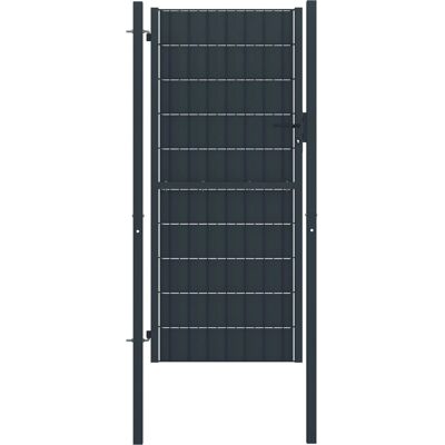 vidaXL Gitterport i PVC og stål 100x124cm Antracit - Port vidaXL Gitterport i PVC og stål 100x124cm Antracit - Port