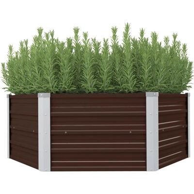 vidaXL Hochbeet Braun 129x129x46 cm Verzinkter Stahl - Hochbeet vidaXL Hochbeet Braun 129x129x46 cm Verzinkter Stahl - Hochbeet