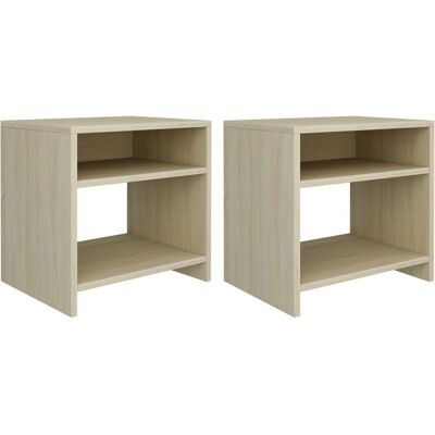 vidaXL Nachttisch-Set Eiche 2 Stück - Klassisches Design, Offene Aufbewahrung vidaXL Nachttisch-Set Eiche 2 Stück - Klassisches Design, Offene Aufbewahrung