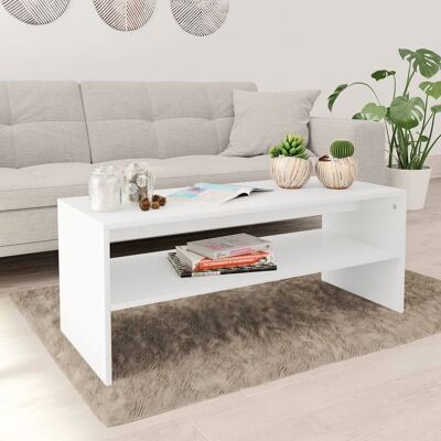 vidaXL Weißer Couchtisch mit Regal - Beistelltisch vidaXL Weißer Couchtisch mit Regal - Beistelltisch
