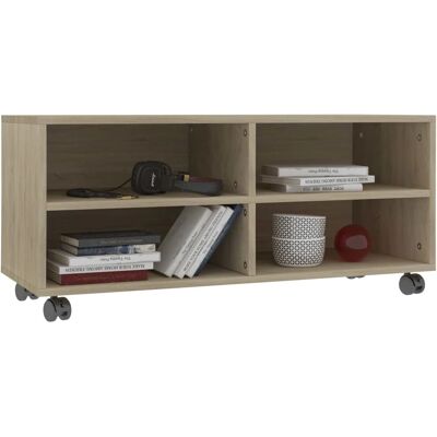 vidaXL TV Schrank mit Rollen Sonoma Eiche 90x35x35 cm Spanplatte - TV Schrank vidaXL TV Schrank mit Rollen Sonoma Eiche 90x35x35 cm Spanplatte - TV Schrank