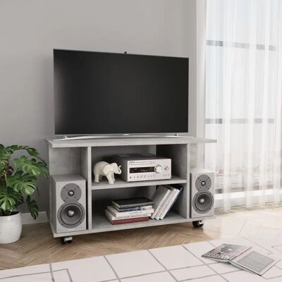 vidaXL Mueble de TV Gris Cemento con Ruedas - Mueble TV vidaXL Mueble de TV Gris Cemento con Ruedas - Mueble TV