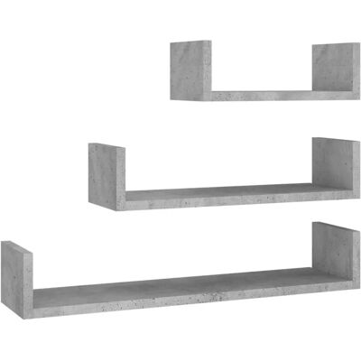 vidaXL 3x Wanddisplayregal Beton Grau Holz Wandorganizer - Wandregal-Set vidaXL 3x Wanddisplayregal Beton Grau Holz Wandorganizer - Wandregal-Set