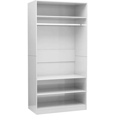 vidaXL Armoire Blanc Brillant 100x50x200cm Bois - Armoire - Publicité vidaXL Armoire Blanc Brillant 100x50x200cm Bois - Armoire - Publicité