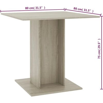 vidaXL Sonoma Eichen Esstisch - 80x80x75 cm vidaXL Sonoma Eichen Esstisch - 80x80x75 cm