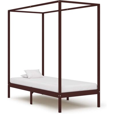 vidaXL Kiefernholz Baldachinbettgestell Dunkelbraun 90x200cm Schlafzimmermöbel vidaXL Kiefernholz Baldachinbettgestell Dunkelbraun 90x200cm Schlafzimmermöbel