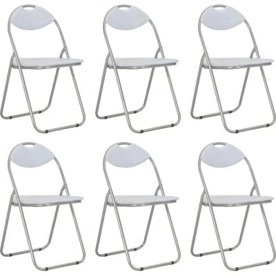 VidaXL Opvouwbare Eetkamerstoelen - Set van 6, Wit & Zilver VidaXL Opvouwbare Eetkamerstoelen - Set van 6, Wit & Zilver