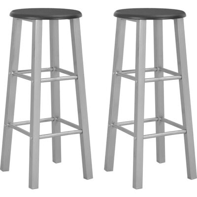 vidaXL 284410 Zilveren MDF 2-delige Barkrukken Set - Modern Industrieel Design vidaXL 284410 Zilveren MDF 2-delige Barkrukken Set - Modern Industrieel Design