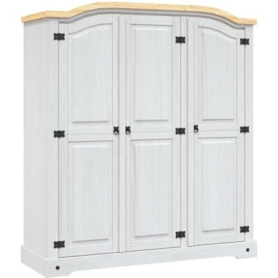 vidaXL Mexicaanse dennenhouten Corona Kledingkast - 3 Deuren, Wit vidaXL Mexicaanse dennenhouten Corona Kledingkast - 3 Deuren, Wit
