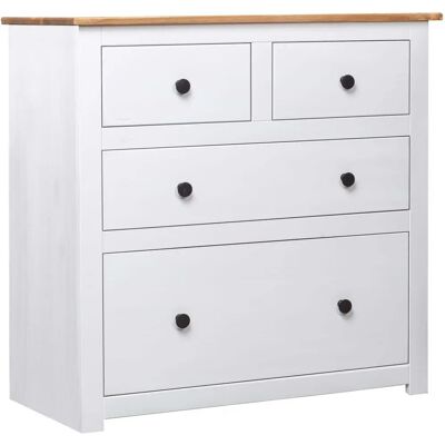 Aparador de madera blanca vidaXL de pino - 80x40x83 cm - Diseño rústico y moderno - Aparador Aparador de madera blanca vidaXL de pino - 80x40x83 cm - Diseño rústico y moderno - Aparador