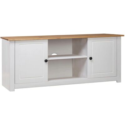 vidaXL Weißes Kiefernholz TV-Schrank - Rustik Retro TV-Möbel vidaXL Weißes Kiefernholz TV-Schrank - Rustik Retro TV-Möbel