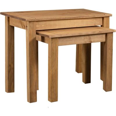 vidaXL Tables gigognes 2 pièces Bois de pin massif - Empilables, Style rustique - Publicité vidaXL Tables gigognes 2 pièces Bois de pin massif - Empilables, Style rustique - Publicité
