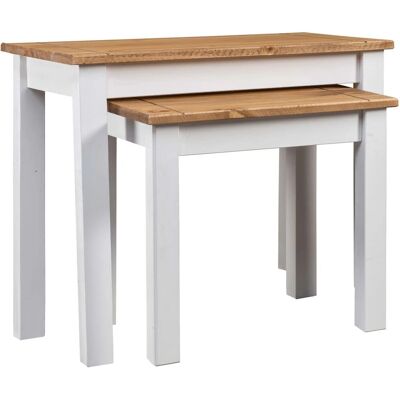 vidaXL 282678 Weiße Massivkiefern-Nestingtische - Beistell- & Couchtisch vidaXL 282678 Weiße Massivkiefern-Nestingtische - Beistell- & Couchtisch