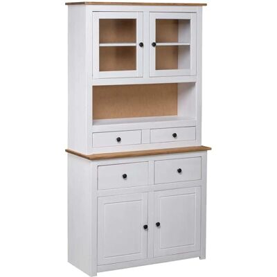 vidaXL Weiße Massivkiefer Highboard - Rustikale Holzschrankmöbel vidaXL Weiße Massivkiefer Highboard - Rustikale Holzschrankmöbel