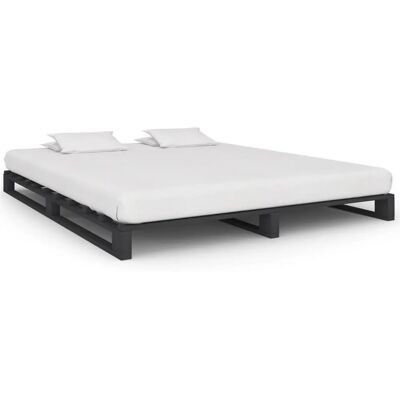 VidaXL Bettrahmen - 200x200 cm, Massives Kiefernholz, Grau VidaXL Bettrahmen - 200x200 cm, Massives Kiefernholz, Grau